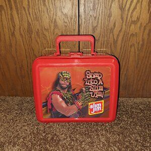 "Macho man" Randy Savage Vintage Snap Into A Slim Jim Red Plastic Lunch box